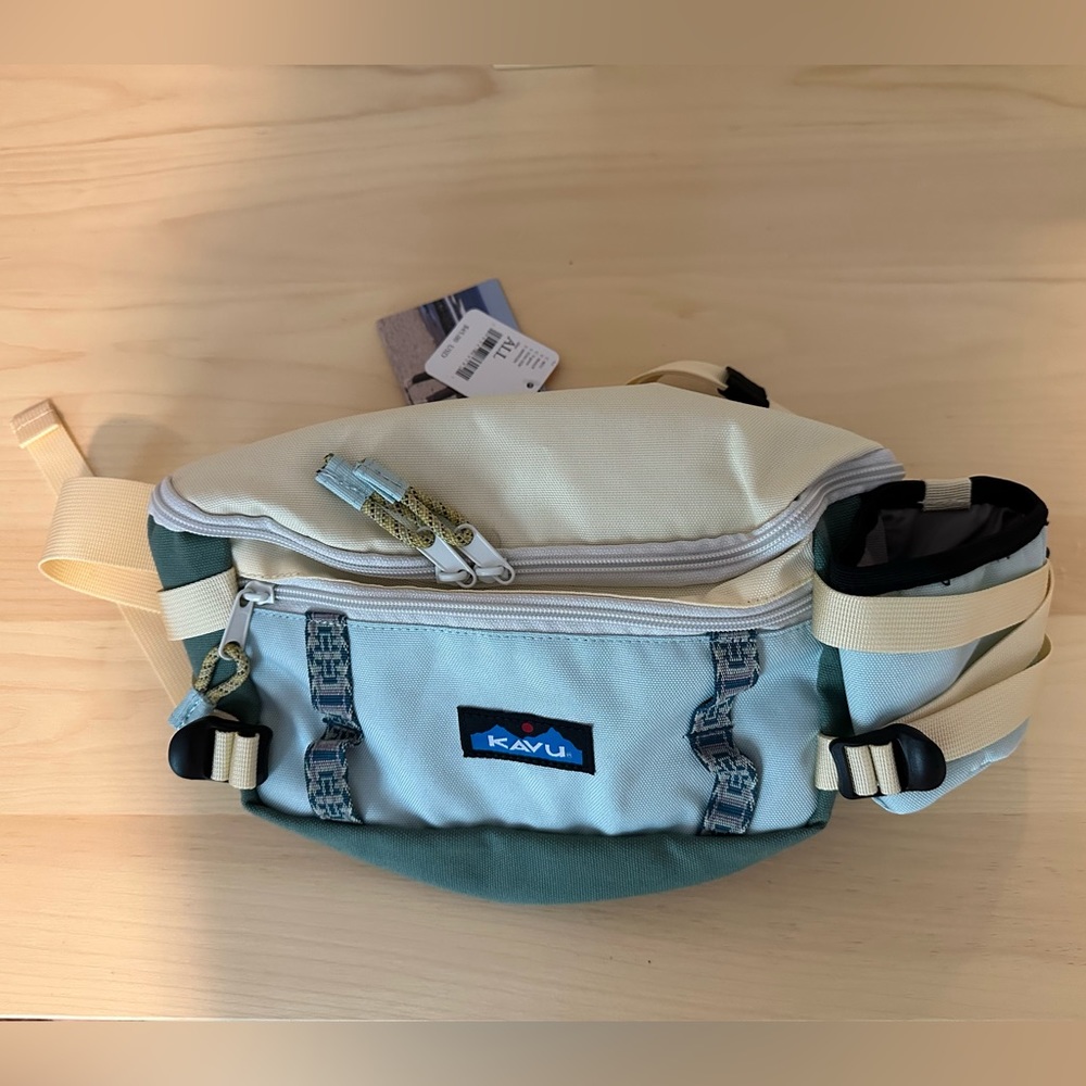 Kavu Cream and Green Backpack